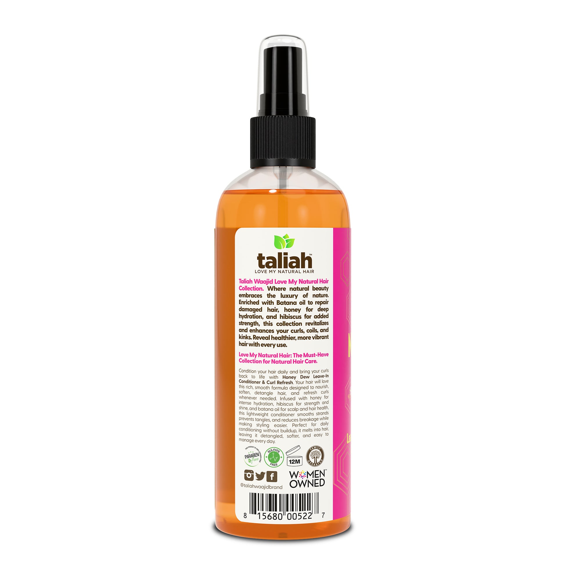 Taliah Waajid Love My Natural Hair Honey Dew Leave-In Conditioner & Curl Refresh 12oz