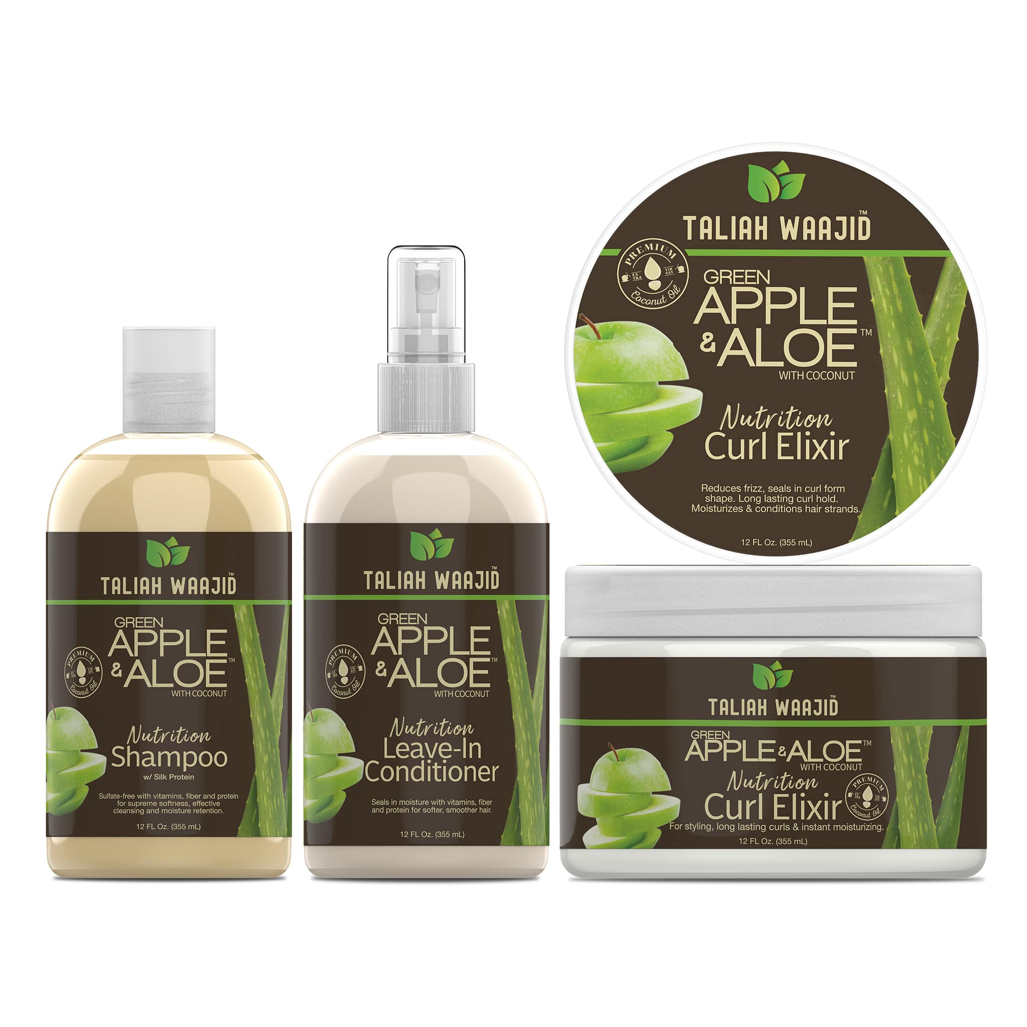 Image of Taliah Waajid Green Apple And Aloe Curly Curls Elixir Regimen Bundle